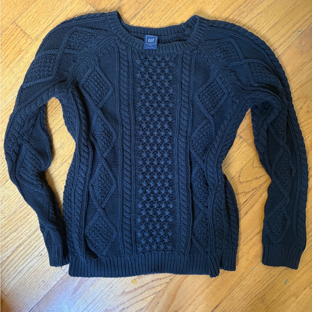Gap Black Cable Knit Cotton Sweater
